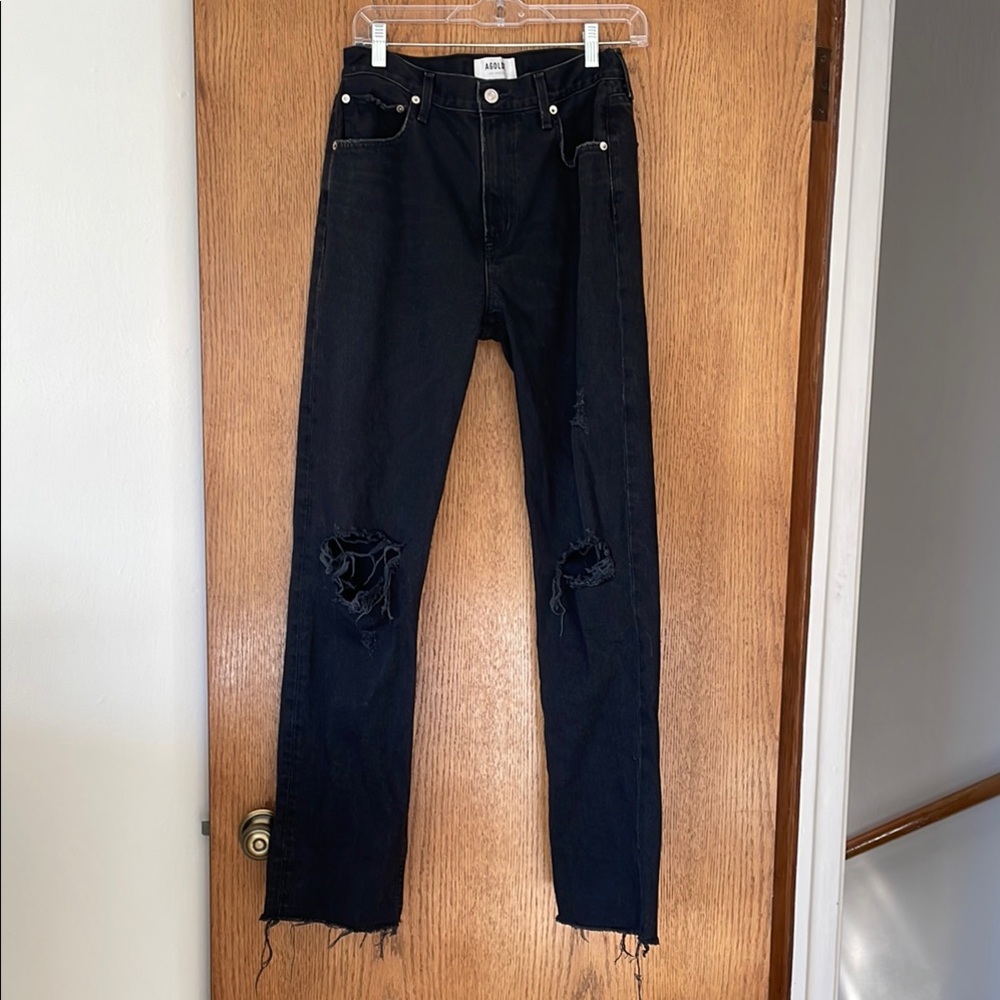 Agolde Black High Rise Jeans Distressed